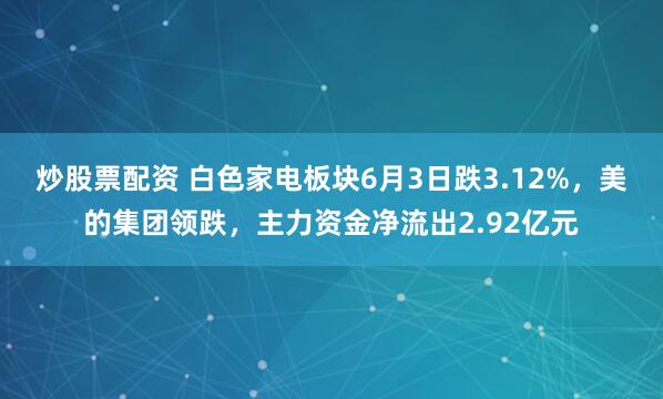 炒股票配资 白色家电板块6月3日跌3.12%，美的集团领跌，主力资金净流出2.92亿元